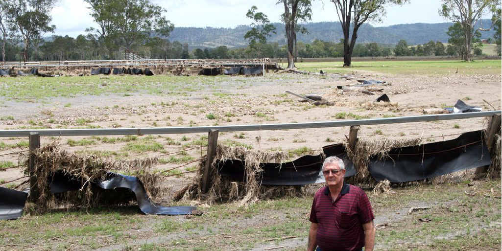 Gympie Mayor Ron Dyne surveys the flood debris left on the Kilkivan Showgrounds. Gympie Mayor Ron Dyne surveys the flood debris left on the Kilkivan Showgrounds.